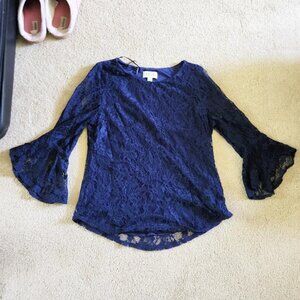 Navy blue lace blouse